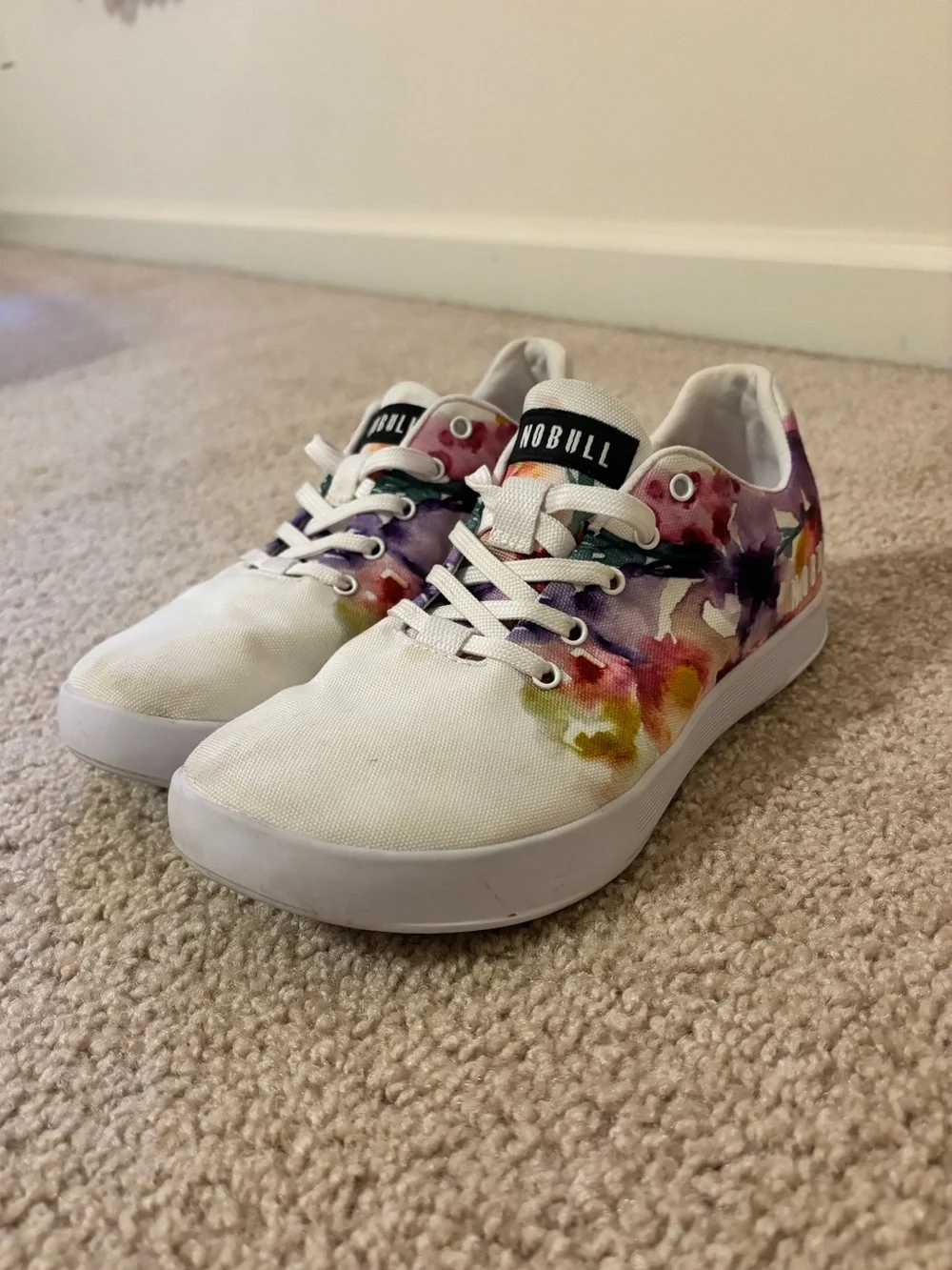 NOBULL White Trainers with Floral Pattern